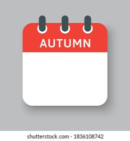 Vector square icon page calendar autumn months - September, October, November. Vector sign of season vector. Date of Sunday, Monday, Tuesday, Wednesday, Thursday, Friday, Saturday. Winter to-do list.