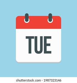 Vector square icon page calendar, day of the week - Tuesday. Empty space for vector illustration flat style. Date days list of month, to-do list