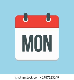 Vector square icon page calendar, day of the week - Monday. Empty space for vector illustration flat style. Date days list of month, to-do list