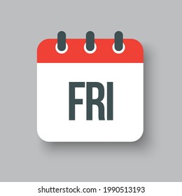 Vector square icon page calendar, day of the week - Friday. Empty space for vector illustration flat style. Date days list of month, to-do list