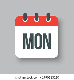 Calendario de la página del icono del vector cuadrado, día de la semana - lunes. Espacio vacío para el estilo plano de ilustración vectorial. Lista de días de fecha de mes, lista de tareas pendientes