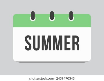 Vector square icon page calendar summer months - June, July, August. Vector sign of season vector. Date of Sunday, Monday, Tuesday, Wednesday, Thursday, Friday, Saturday. Winter to-do list.