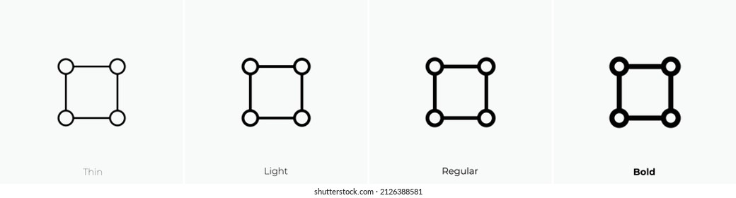 vector square icon. Thin, Light Regular And Bold style design isolated on white background