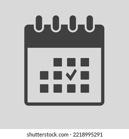 Vector square icons page calendar - mark agenda app, business deadline, date page icon and mark done, yes, success, check, approved, confirm. Reminder, schedule line simple sign. Organizer concept