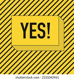 Vector square illustration with yes button on a gray yellow background. Graphic design 