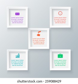 Vector square info graphic. Template for diagram, graph, presentation and chart. Business concept with five options, parts, steps or processes.