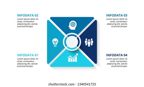 Vector square infographic with 4 options. Presentation slide.