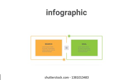 Vector square infographic template with 2 option or process.Business concept. Illustration.