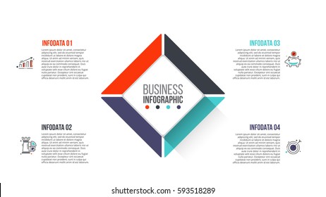 Vector square infographic. Template for cycle diagram, graph, presentation and chart. Business concept with 4 options, parts, steps or processes. Stroke icons.