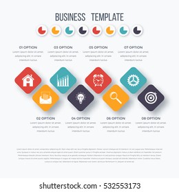 Vector square infographics with icons. Template for presentation. Diagram concept with 8 parts