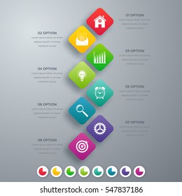 Vector square infographics with icons. Template for presentation. Diagram concept with 8 parts