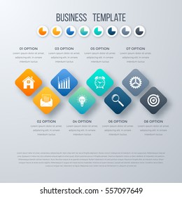 Vector square infographics with icons. Template for presentation. Diagram concept with 8 parts