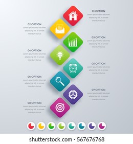 Vector square infographics with icons. Template for presentation. Diagram concept with 8 parts