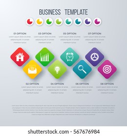 Vector square infographics with icons. Template for presentation. Diagram concept with 8 parts
