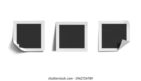 Vector square instant photo frames set isolated on white background, blank templates.