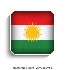 Vector Square Iraqi Kurdistan Flag Icon