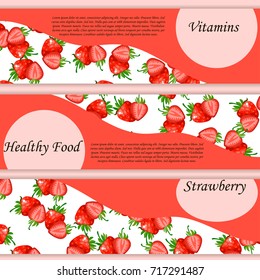 Vector square label, strawberry jam, sauce or juice label or banner. sweet fruits poster. Vegetarian sweet fruits, Eco food