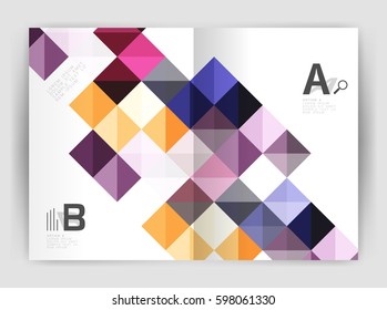 Folleto cuadrado vectorial, empresa una plantilla de impresión 4. Fondo de plantilla de vector para diseño de flujo de trabajo de impresión, diagrama, opciones de número o banner de diseño web