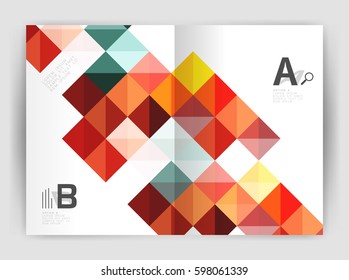 Folleto cuadrado vectorial, empresa una plantilla de impresión 4. Fondo de plantilla de vector para diseño de flujo de trabajo de impresión, diagrama, opciones de número o banner de diseño web