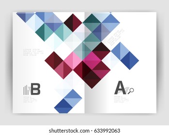 Folleto cuadrado vectorial, empresa una plantilla de impresión 4. Fondo de plantilla de vector para diseño de flujo de trabajo de impresión, diagrama, opciones de número o banner de diseño web