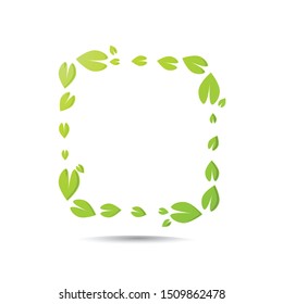 Vector Square Leaves Frame, Graphic Design Logo. Professional, Modern Icon, Box Shape.