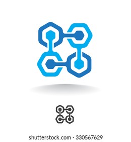 Vector square logo template representing the constant endless interaction.