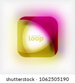 Vector square loop business symbol, geometric icon created of waves, with blurred shadow. Isolated illustration