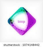 Vector square loop business symbol, geometric icon created of waves, with blurred shadow. Isolated illustration