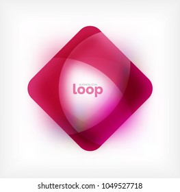 Vector square loop business symbol, geometric icon created of waves, with blurred shadow. Isolated illustration