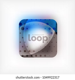 Vector square loop business symbol, geometric icon created of waves, with blurred shadow. Isolated illustration