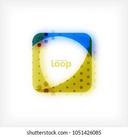 Vector square loop business symbol, geometric icon created of waves, with blurred shadow. Isolated illustration