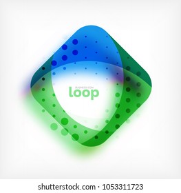 Das Symbol für die viereckige Schleife, das geometrische Symbol der Wellen, mit unscharfem Schatten. Einzelbild