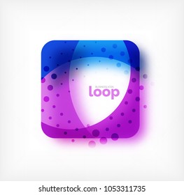 Vector square loop business symbol, geometric icon created of waves, with blurred shadow. Isolated illustration