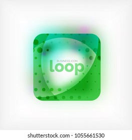 Vector square loop business symbol, geometric icon created of waves, with blurred shadow. Isolated illustration