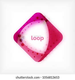 Vector square loop business symbol, geometric icon created of waves, with blurred shadow. Isolated illustration