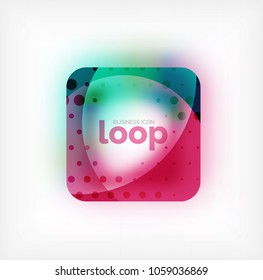 Vector square loop business symbol, geometric icon created of waves, with blurred shadow. Isolated illustration