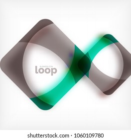 Vector square loop business symbol, geometric icon created of waves, with blurred shadow. Isolated illustration