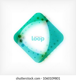Vector square loop business symbol, geometric icon created of waves, with blurred shadow. Isolated illustration
