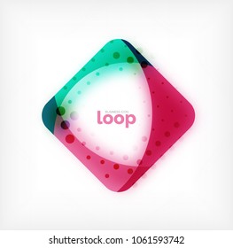 Vector square loop business symbol, geometric icon created of waves, with blurred shadow. Isolated illustration