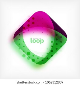 Vector square loop business symbol, geometric icon created of waves, with blurred shadow. Isolated illustration