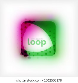 Vector square loop business symbol, geometric icon created of waves, with blurred shadow. Isolated illustration