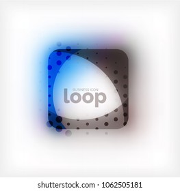 Vector square loop business symbol, geometric icon created of waves, with blurred shadow. Isolated illustration
