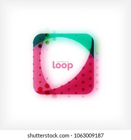 Vector square loop business symbol, geometric icon created of waves, with blurred shadow. Isolated illustration
