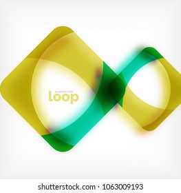 Vector square loop business symbol, geometric icon created of waves, with blurred shadow. Isolated illustration