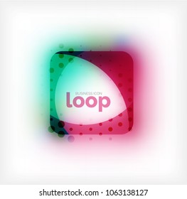 Vector square loop business symbol, geometric icon created of waves, with blurred shadow. Isolated illustration