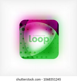 Vector square loop business symbol, geometric icon created of waves, with blurred shadow. Isolated illustration
