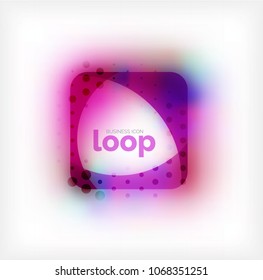 Vector square loop business symbol, geometric icon created of waves, with blurred shadow. Isolated illustration