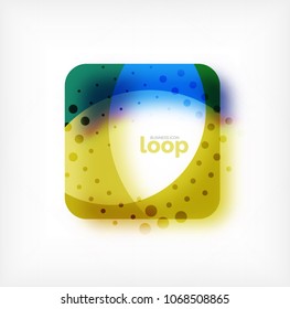 Vector square loop business symbol, geometric icon created of waves, with blurred shadow. Isolated illustration
