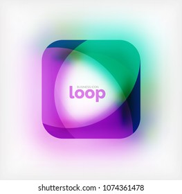 Vector square loop business symbol, geometric icon created of waves, with blurred shadow. Isolated illustration