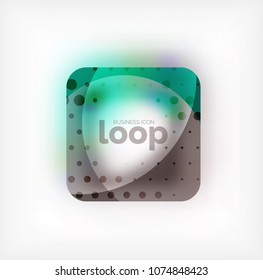 Vector square loop business symbol, geometric icon created of waves, with blurred shadow. Isolated illustration